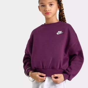 Girls' Nike Sportswear Club Fleece Boxy Crewneck Sweatshirt Size Small